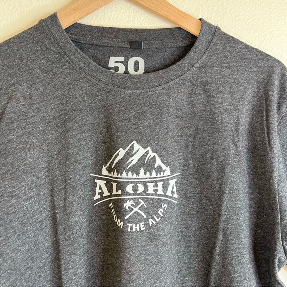 ALOHA from the Alps 50 Men's Grey T-Shirt Large - Picture 2 of 5